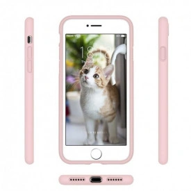 Husa iPhone 7 / iPhone 8, ultra slim silicon, interior din catifea, Roz - Img 2