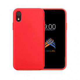 Husa iPhone XR, ultra slim silicon si microfibra Rosu