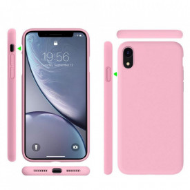Husa iPhone XR, ultra slim silicon si microfibra, Roz - Img 3