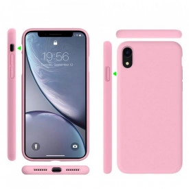 Husa iPhone XR, ultra slim silicon si microfibra, Roz - Img 3