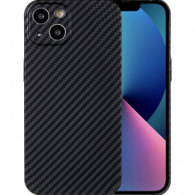 Husa protectie din Kevlar pentru iPhone 14, din Fibra de Carbon, Aramida, ultra slim, ultra rezistenta, protectie camera, Negru