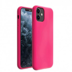 Husa protectie iPhone 11, ultra slim, silicon Roz Neon, interior din microfibra, protectie camera, protectie ecran