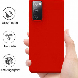 Husa protectie Samsung Galaxy S20 FE, ultra slim, silicon Rosu, cu interior de catifea, protectie camera - Img 6
