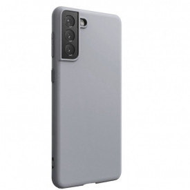 Husa protectie Samsung Galaxy S21, ultra slim, silicon Gri, cu interior de catifea, protectie camera