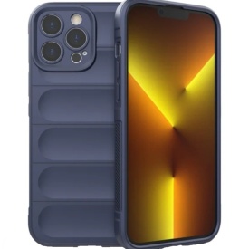 Husa protectie Wave style, compatibila cu iPhone 14 Pro Max, antisoc, silicon Bleumarin, interior din microfibra, anti-alunecare, protectie camera, protectie ecran