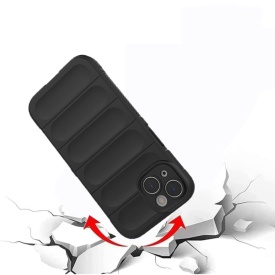 Husa protectie Wave style, compatibila cu iPhone 15, antisoc, silicon Negru, interior din microfibra, anti-alunecare, protectie camera, protectie ecran - Img 6