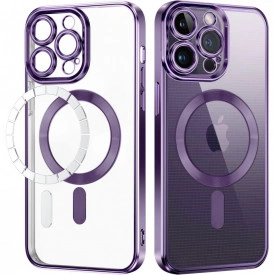 husa iphone 15 pro magsafe transparenta margini mov planetphone