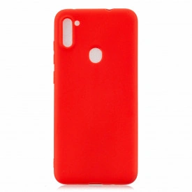 Husa Samsung Galaxy A21, ultra slim silicon si microfibra, Rosu