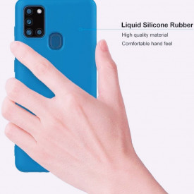 Husa Samsung Galaxy A21s, ultra slim, silicon Albastru, cu interior de catifea, protectie camera - Img 5