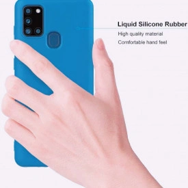 Husa Samsung Galaxy A21s, ultra slim, silicon Albastru, cu interior de catifea, protectie camera - Img 5