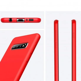 Husa Samsung Galaxy S10 Plus, ultra slim silicon si microfibra, Rosu - Img 2