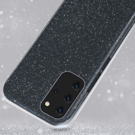 Husa Samsung Galaxy S20 Plus, ultra slim din silicon, cu 3 straturi protective, Fashion, cu sclipici Glitter, Negru - Img 3