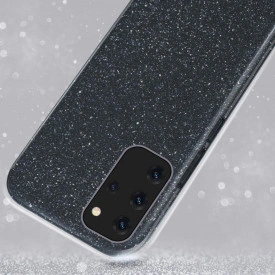 Husa Samsung Galaxy S20 Plus, ultra slim din silicon, cu 3 straturi protective, Fashion, cu sclipici Glitter, Negru - Img 3
