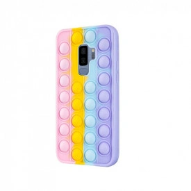 Husa Samsung Galaxy S9 Plus, husa POP IT, Push Pop Bubble Fidget, Antisoc, antistres, din silicon, Mov/Roz/Galben/Albastru
