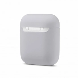 Husa suport cutiuta casti compatibila cu Airpods Apple Iphone, silicon Gri, 2 piese