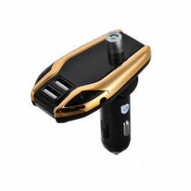 Modulator auto FM, car kit bluetooth, transmitator FM, Transmitator Bluetooth wireless, adaptor FM, modulator muzica Handsfree Mp3 Player, audio USB, design elegant, Auriu - Img 2