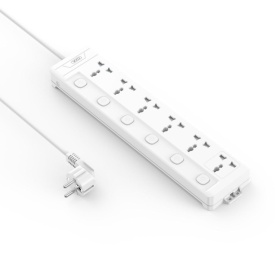 Prelungitor electric XO (WL18) - 6 prize AC cu intrerupator independet, cablu de 2m, WHITE - Img 2
