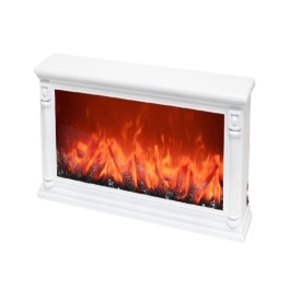 Semineu electric decorativ, Lumina Led cu Simulare Flacari, Alimnetare priza sau baterii, Dimensiuni (LxH): 30*20 cm, Vintage, Alb - Img 2