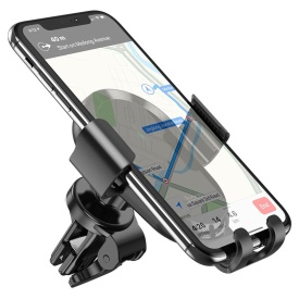 Suport Auto cu incarcare Wireless, Hoco (CA105) - 15W, cu cleme laterale, montaj Ventilatie, cablu USB-C, 1m, AutoAlign, BLACK - Img 5