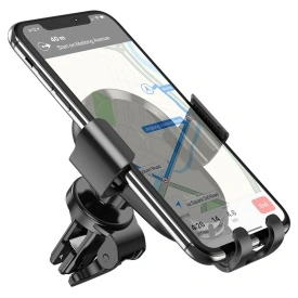 Suport Auto cu incarcare Wireless, Hoco (CA105) - 15W, cu cleme laterale, montaj Ventilatie, cablu USB-C, 1m, AutoAlign, BLACK - Img 5
