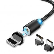 Cablu de incarcare MAGNETIC, 3 in 1 USB-C, Micro-USB, Lightning panzat