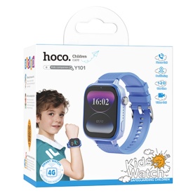 Ceas SmartWatch, pentru copii, Hoco (Y101 4G) - BT 5.0, Multifunction + telefon, NanoSIM, 680mAh, Multilanguage, BLUE - Img 5
