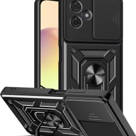 Husa antisoc Armor, compatibila cu Xiaomi Redmi Note 13 5G, silicon si plastic, magnet inclus, inel prindere, stand pentru filme, Camera Slide, Bleumarin - Img 2