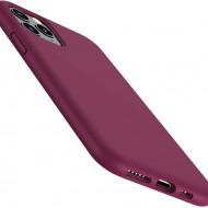 Husa iPhone 11 Pro Max, ultra slim silicon si microfibra, Visiniu