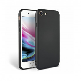 Husa iPhone 7 / iPhone 8, ultra slim silicon, interior din catifea, Negru