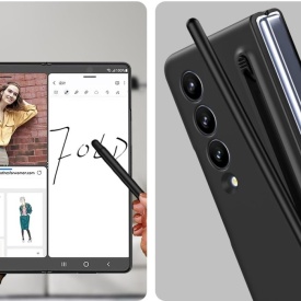husa samsung z fold 4 cu s pen neagra mat planetphone