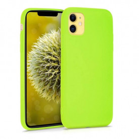 Husa protectie iPhone 11, ultra slim, silicon Verde Neon, interior din microfibra, protectie camera, protectie ecran