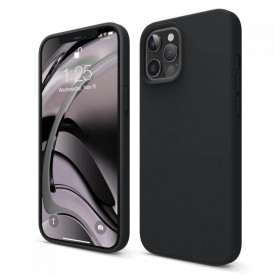 Husa protectie iPhone 12/12 Pro, ultra slim, silicon Negru, interior din microfibra