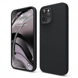 Husa protectie iPhone 12/12 Pro, ultra slim, silicon Negru, interior din microfibra