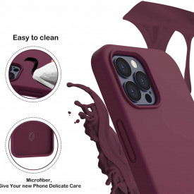 Husa protectie iPhone 12 Pro Max, ultra slim, silicon Visiniu, interior din microfibra - Img 3