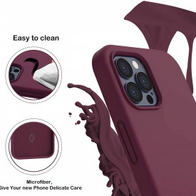 Husa protectie iPhone 12 Pro Max, ultra slim, silicon Visiniu, interior din microfibra - Img 3