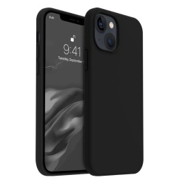 Husa protectie pentru iPhone 15, slim, silicon Negru cu interior din microfibra, protectie camera, protectie ecran, ISAG