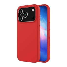 Husa protectie pentru iPhone 17 Pro Max, slim, Rosie, silicon cu interior din microfibra, protectie camera, protectie ecran