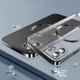 husa iphone 12 magsafe transparenta margini negru planetphone