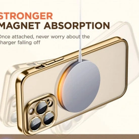 husa iphone 14 pro magsafe transparenta margini aurii planetphone