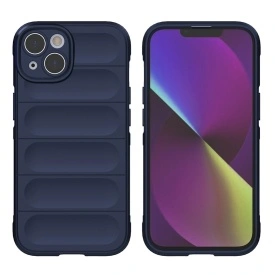 Husa protectie Wave style, compatibila cu iPhone 16, antisoc, silicon Bleumarin, interior din microfibra, anti-alunecare, protectie camera, protectie ecran