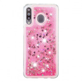 Husa Samsung Galaxy A20e, cu Apa si Sclipici, Lichid si Glitter, Fashion, protectie camera, Roz