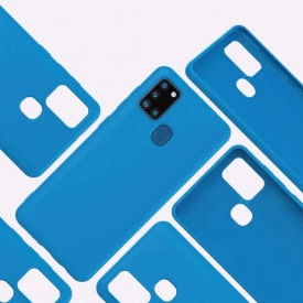 Husa Samsung Galaxy A21s, ultra slim, silicon Albastru, cu interior de catifea, protectie camera - Img 6