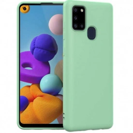 Husa Samsung Galaxy A21s, ultra slim, silicon Verde, cu interior de catifea, protectie camera