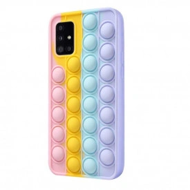 Husa Samsung Galaxy A51, husa POP IT, Push Pop Bubble Fidget, Antisoc, antistres, din silicon, Mov/Roz/Galben/Albastru