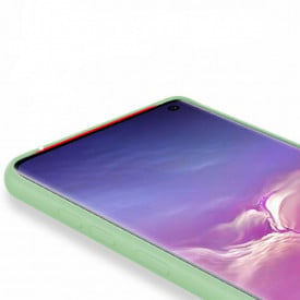 Husa Samsung Galaxy S10 Plus, ultra slim silicon si microfibra Verde - Img 2