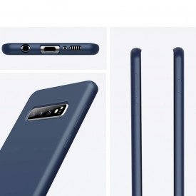 Husa Samsung Galaxy S10 Plus, ultra slim silicon si microfibra, Bleumarin - Img 2
