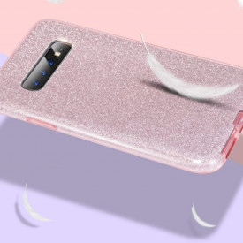 Husa Samsung Galaxy S10 ultra slim din silicon, cu 3 straturi protective, Fashion, cu sclipici Glitter, Roz - Img 3