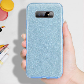 Husa Samsung Galaxy S10 ultra slim din silicon, cu 3 straturi protective, Fashion, cu sclipici Glitter, Albastru - Img 5