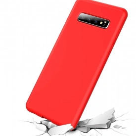 Husa Samsung Galaxy S10, ultra slim silicon si microfibra, Rosu - Img 5