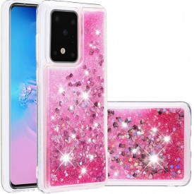 Husa Samsung Galaxy S20 Ultra, cu Apa si Sclipici, Lichid si Glitter, Fashion, protectie camera, Roz - Img 2